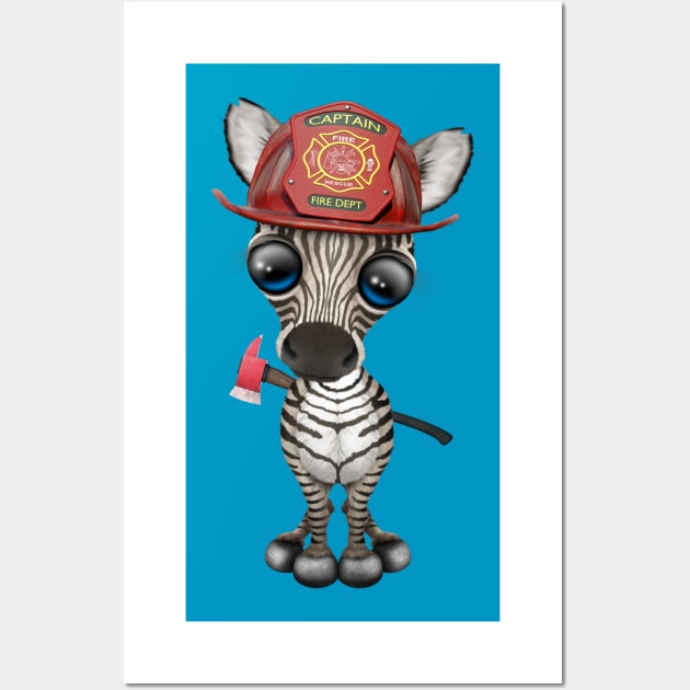 Cute Baby Zebra Firefighter Wall Art by jeffbartels